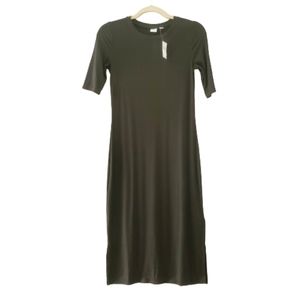 NWT XS GAP Black Ribbed Bodycon Maxi Dress